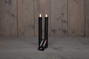Anna's Collection LED-dinerkaarsen bewegende vlam - H23cm Zwart 2 stuks - afbeelding 3