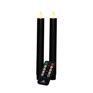 Anna's Collection LED-dinerkaarsen bewegende vlam - H23cm Zwart 2 stuks - afbeelding 1