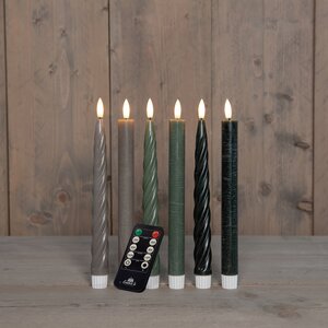 Anna's Collection LED-dinerkaarsen glad en swirl - H23cm Jade 6 stuks - afbeelding 2