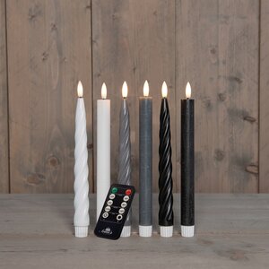 Anna's Collection LED-dinerkaarsen glad en swirl - H23cm Zwart 6 stuks - afbeelding 2