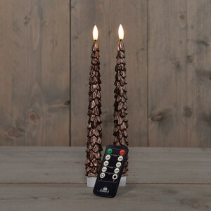 Anna's Collection LED-dinerkaarsen kerstboom - H27cm Brons 2 stuks - afbeelding 3