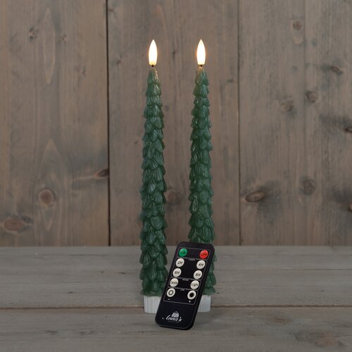 Anna's Collection LED-dinerkaarsen kerstboom - H27cm Jade 2 stuks - afbeelding 3