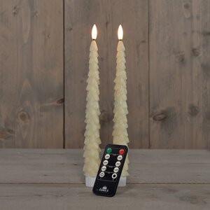 Anna's Collection LED-dinerkaarsen kerstboom met 3D-vlam ivoor - set van 2 - H 27 cm - afbeelding 3