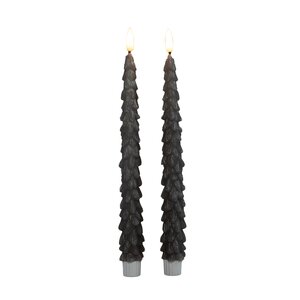 Anna's Collection LED-dinerkaarsen kerstboom met 3D-vlam taupe - set van 2 - H 27 cm - afbeelding 1