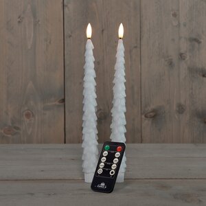 Anna's Collection LED-dinerkaarsen kerstboom met 3D-vlam wit - set van 2 - H 27 cm - afbeelding 3