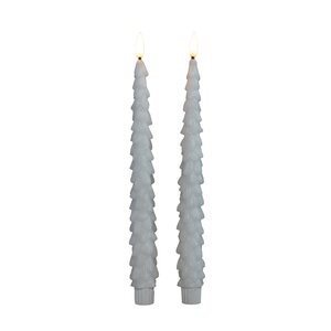 Anna's Collection LED-dinerkaarsen kerstboom met 3D-vlam wit - set van 2 - H 27 cm - afbeelding 1