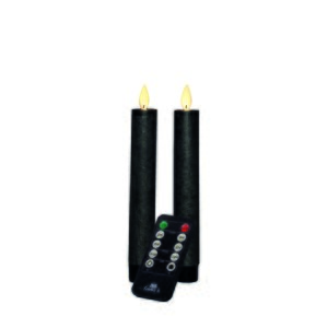 Anna's Collection LED-dinerkaarsen met bewegende vlam antraciet - set van 2 - H 18 cm - afbeelding 2