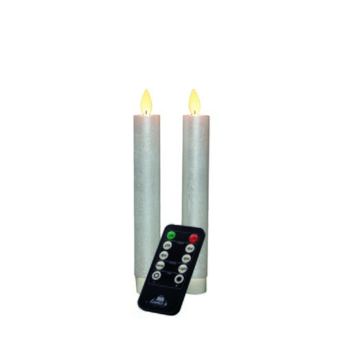 Anna's Collection LED-dinerkaarsen met bewegende vlam parel - set van 2 - H 18 cm