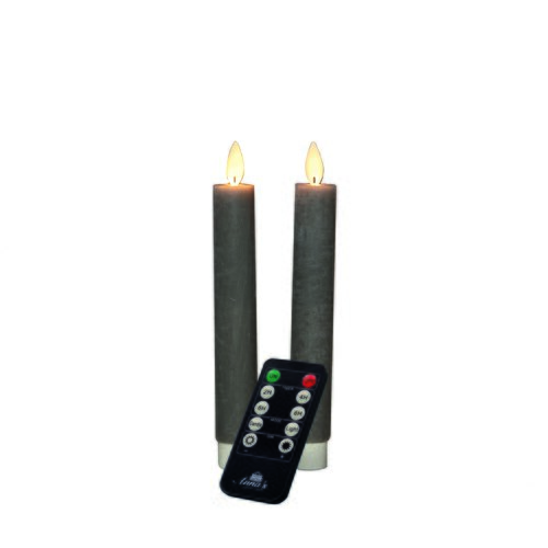Anna's Collection LED-dinerkaarsen met bewegende vlam taupe - set van 2 - H 18 cm