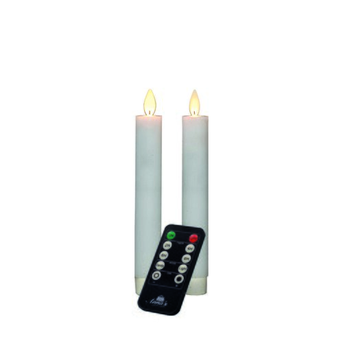 Anna's Collection LED-dinerkaarsen met bewegende vlam wit - set van 2 - H 18 cm
