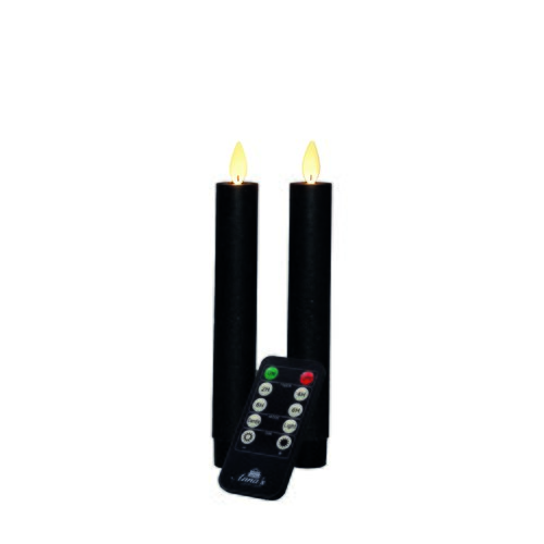 Anna's Collection LED-dinerkaarsen met bewegende vlam zwart - set van 2 - H 18 cm