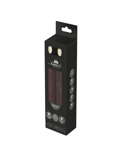 Anna's Collection LED-dinerkaarsen oplaadbaar - H18cm Bordeaux 2 stuks - afbeelding 2