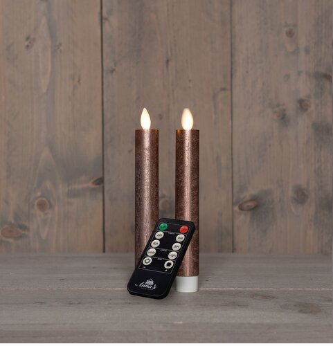 Anna's Collection LED-dinerkaarsen oplaadbaar - H18cm Brons 2 stuks - afbeelding 3