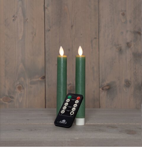 Anna's Collection LED-dinerkaarsen oplaadbaar - H18cm Jade 2 stuks - afbeelding 3