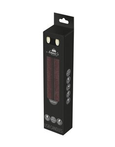 Anna's Collection LED-dinerkaarsen oplaadbaar - H23cm Bordeaux 2 stuks - afbeelding 2