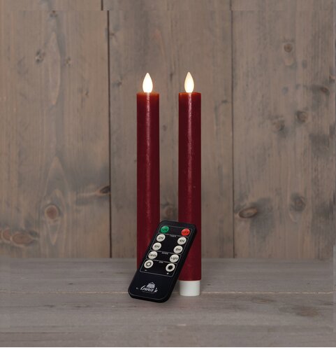 Anna's Collection LED-dinerkaarsen oplaadbaar - H23cm Bordeaux 2 stuks - afbeelding 3