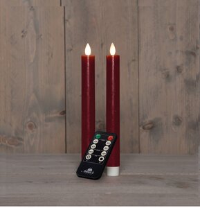 Anna's Collection LED-dinerkaarsen oplaadbaar - H23cm Bordeaux 2 stuks - afbeelding 3