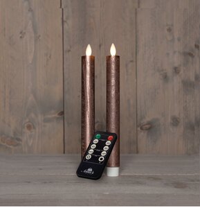 Anna's Collection LED-dinerkaarsen oplaadbaar - H23cm Brons 2 stuks - afbeelding 3