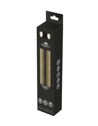 Anna's Collection LED-dinerkaarsen oplaadbaar - H23cm Goud 2 stuks - afbeelding 2
