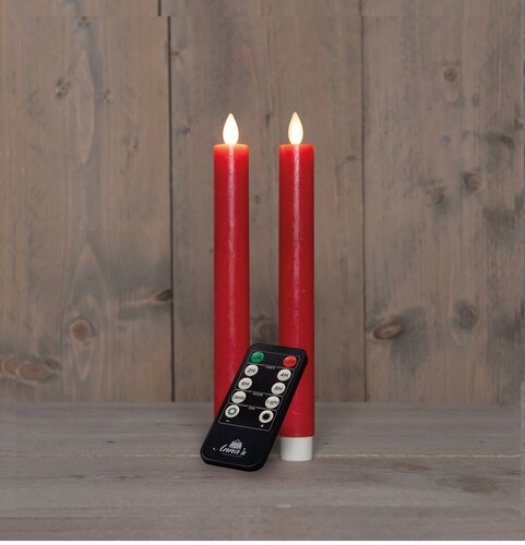 Anna's Collection LED-dinerkaarsen oplaadbaar - H23cm Rood 2 stuks - afbeelding 3