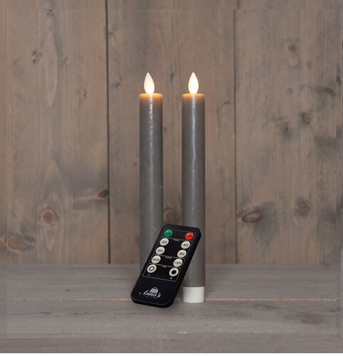 Anna's Collection LED-dinerkaarsen oplaadbaar - H23cm Taupe 2 stuks - afbeelding 3