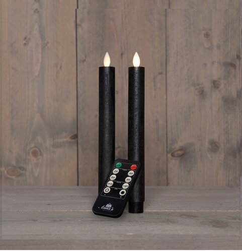 Anna's Collection LED-dinerkaarsen oplaadbaar - H23cm Zwart 2 stuks - afbeelding 3