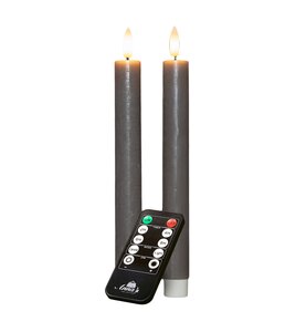 Anna's Collection LED-dinerkaarsen oplaadbaar rustiek met 3D-vlam taupe - set van 2 - H 23 cm - afbeelding 1