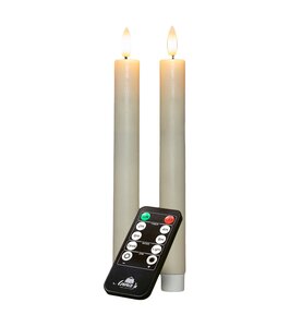 Anna's Collection LED-dinerkaarsen oplaadbaar rustiek met 3D-vlam ivoor - set van 2 - H 23 cm - afbeelding 1