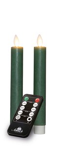 Anna's Collection LED-dinerkaarsen oplaadbaar rustiek met bewegende vlam jade - set van 2 - H 18 cm - afbeelding 1