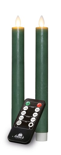 Anna's Collection LED-dinerkaarsen oplaadbaar rustiek met bewegende vlam jade - set van 2 - H 23 cm