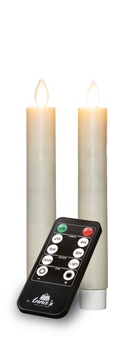 Anna's Collection LED-dinerkaarsen oplaadbaar rustiek met bewegende vlam wit - set van 2 - H 18 cm