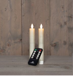 Anna's Collection LED-dinerkaarsen oplaadbaar rustiek met bewegende vlam wit - set van 2 - H 18 cm - afbeelding 3