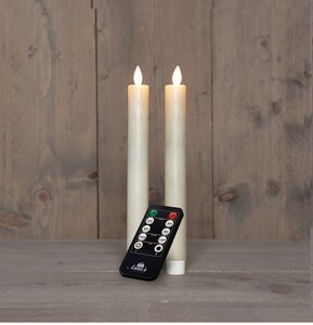 Anna's Collection LED-dinerkaarsen oplaadbaar rustiek met bewegende vlam wit - set van 2 - H 23 cm - afbeelding 3