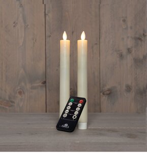 Anna's Collection LED-dinerkaarsen oplaadbaar rustiek met bewegende vlam ivoor - set van 2 - H 23 cm - afbeelding 3