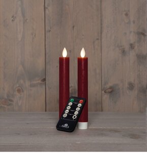 Anna's Collection LED-dinerkaarsen oplaadbaar rustiek met bewegende vlam bordeaux - set van 2 - H 18 cm - afbeelding 3