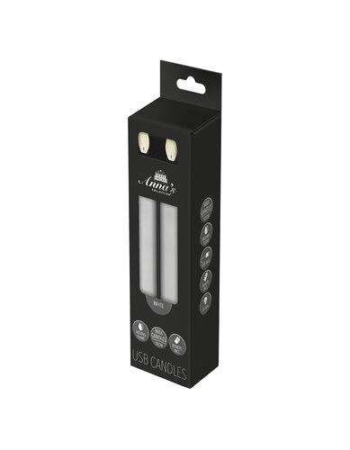 Anna's Collection LED-dinerkaarsen oplaadbaar rustiek met bewegende vlam wit - set van 2 - H 18 cm - afbeelding 2