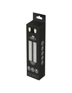 Anna's Collection LED-dinerkaarsen oplaadbaar rustiek met bewegende vlam wit - set van 2 - H 18 cm - afbeelding 2