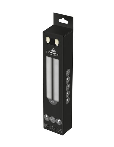 Anna's Collection LED-dinerkaarsen oplaadbaar rustiek met bewegende vlam wit - set van 2 - H 23 cm - afbeelding 2