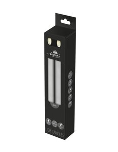 Anna's Collection LED-dinerkaarsen oplaadbaar rustiek met bewegende vlam wit - set van 2 - H 23 cm - afbeelding 2