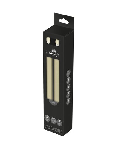 Anna's Collection LED-dinerkaarsen oplaadbaar rustiek met bewegende vlam ivoor - set van 2 - H 23 cm - afbeelding 2