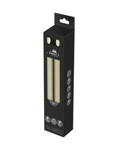 Anna's Collection LED-dinerkaarsen oplaadbaar rustiek met bewegende vlam ivoor - set van 2 - H 23 cm - afbeelding 2