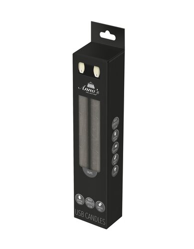 Anna's Collection LED-dinerkaarsen oplaadbaar rustiek met bewegende vlam taupe - set van 2 - H 23 cm - afbeelding 2