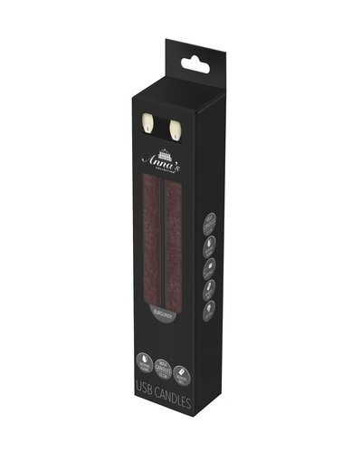 Anna's Collection LED-dinerkaarsen oplaadbaar rustiek met bewegende vlam bordeaux - set van 2 - H 23 cm - afbeelding 2