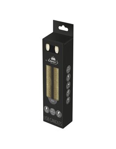 Anna's Collection LED-dinerkaarsen oplaadbaar rustiek met bewegende vlam goud - set van 2 - H 18 cm - afbeelding 2