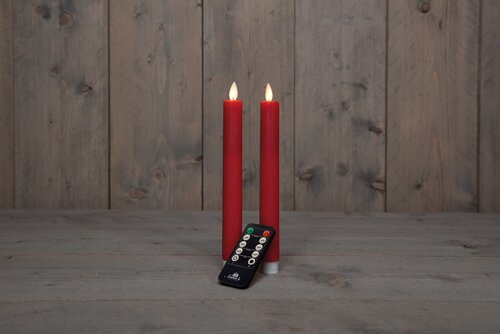 Anna's Collection LED-dinerkaarsen rustiek - H23cm Rood 2 stuks - afbeelding 3