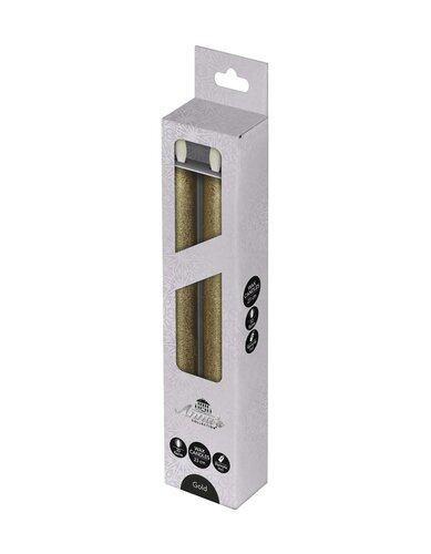 Anna's Collection LED-dinerkaarsen rustiek met 3D-vlam goud - set van 2 - H 23 cm - afbeelding 2