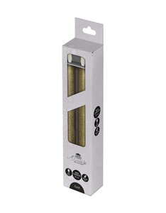 Anna's Collection LED-dinerkaarsen rustiek met 3D-vlam goud - set van 2 - H 23 cm - afbeelding 2