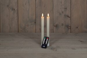 Anna's Collection LED-dinerkaarsen rustiek met 3D-vlam ivoor - set van 2 - H 23 cm - afbeelding 3