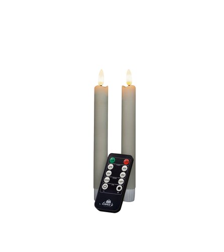 Anna's Collection LED-dinerkaarsen rustiek met 3D-vlam ivoor - set van 2 - H 18 cm