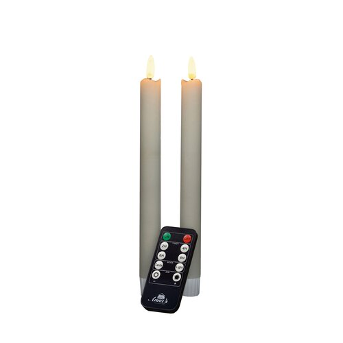 Anna's Collection LED-dinerkaarsen rustiek met 3D-vlam ivoor - set van 2 - H 23 cm